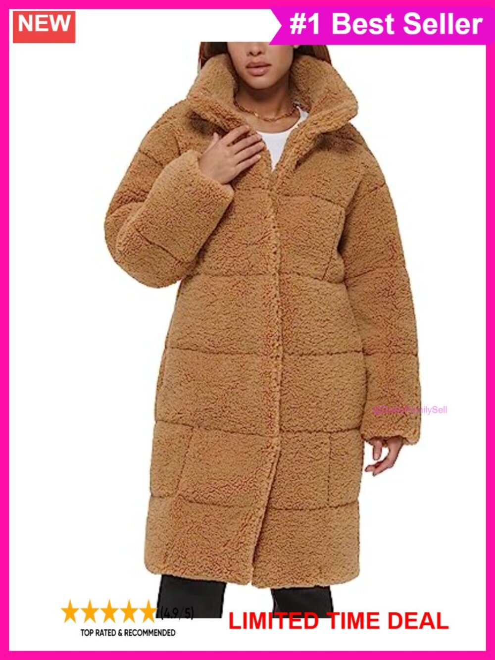 Sherpa Quilted Teddy Coat Snap Button Long Sleeve